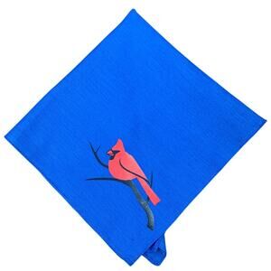 New Hand Printed Red Cardinal Bird Dog Puppy Bandana 21" Square Neck Scarf